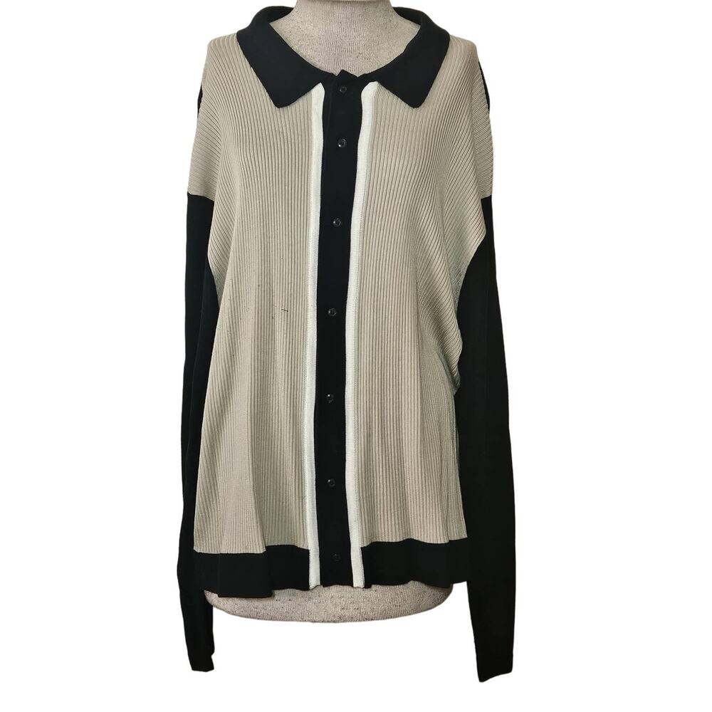 Cream and Black Collard Sweater Size Large